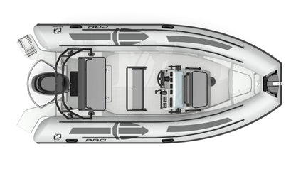 Spacious flat deck on Zodiac Pro 5.5 for custom seating layouts