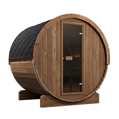 SaunaLife E7 outdoor sauna kit before applying optional black paint
