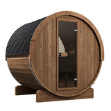 SaunaLife E7W outdoor sauna kit before applying optional black paint
