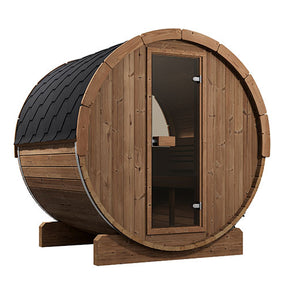 SaunaLife E7W outdoor sauna kit before applying optional black paint