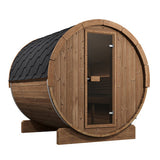 SaunaLife E8 outdoor sauna kit before applying optional black paint