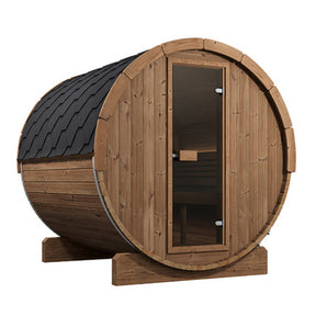 SaunaLife E8 outdoor sauna kit before applying optional black paint