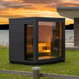 SaunaLife G6 fully assembled outdoor sauna with black exterior