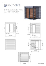 SaunaLife Model GL6 Outdoor Sauna Kit – Garden Luxury Series, Up to 6 Persons, Thermo-Spruce