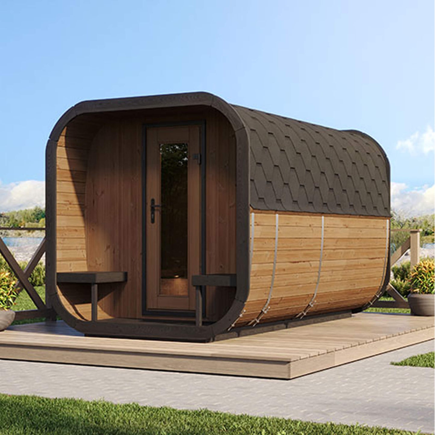 SaunaLife Model CL12GCP Cube-Series Outdoor 8-Person Home Sauna Kit