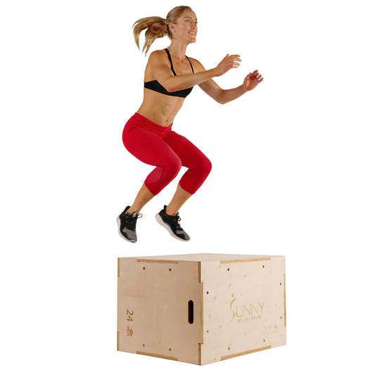 Sunny Health & Fitness Wood Plyo Box with Cover