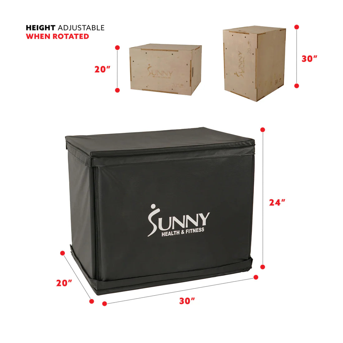 Sunny Health & Fitness Wood Plyo Box with Cover