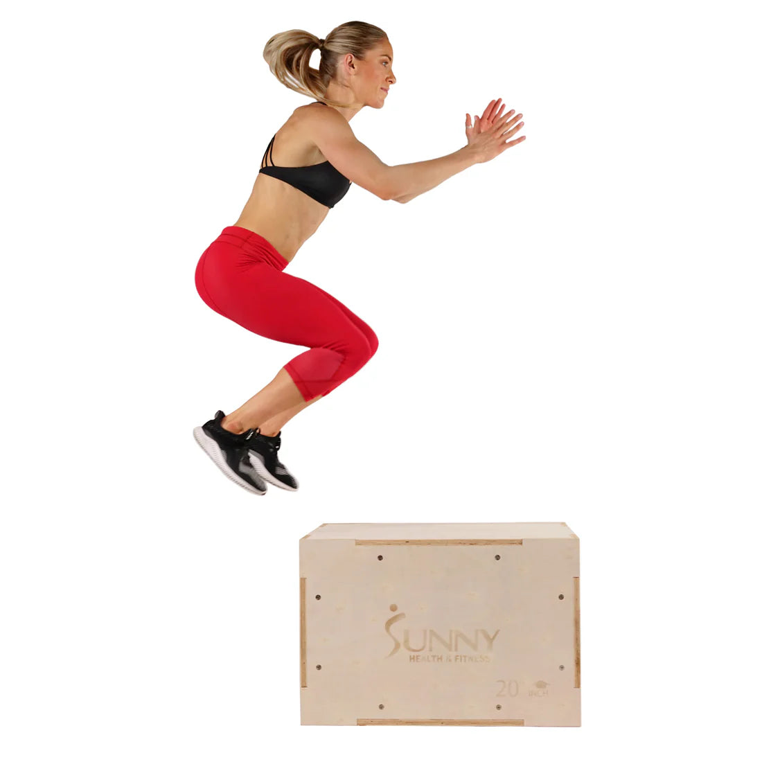 Sunny Health & Fitness Wood Plyo Box with Cover