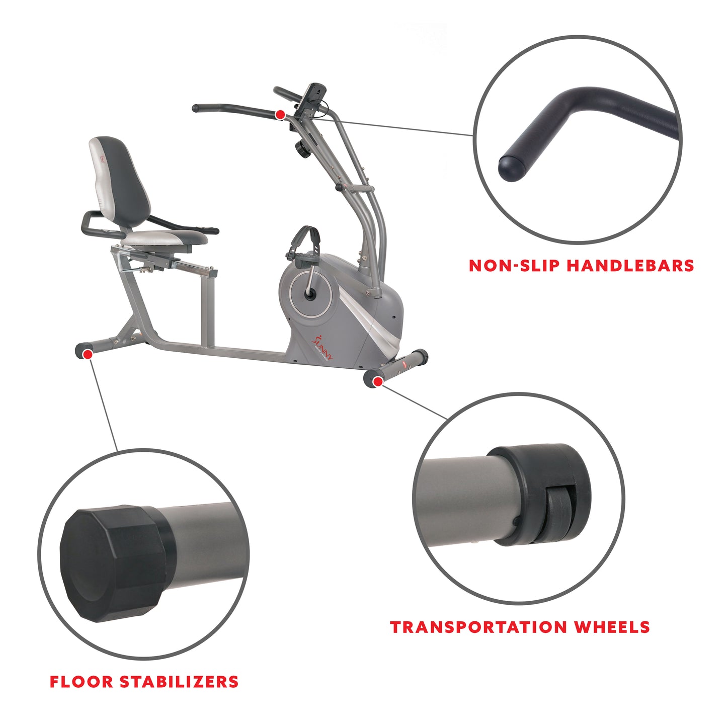 Sunny Health & Fitness Cross Trainer Magnetic Recumbent Bike with Arm Exercisers