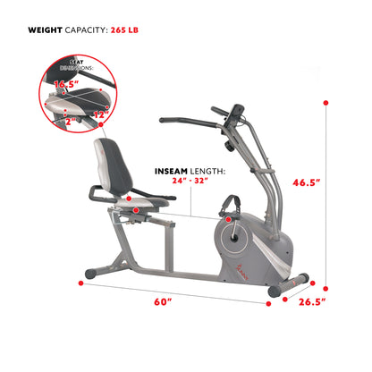 Sunny Health & Fitness Cross Trainer Magnetic Recumbent Bike with Arm Exercisers