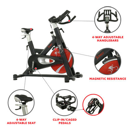 Sunny Health & Fitness Evolution Pro II Magnetic Belt Drive Indoor Cycling Bike