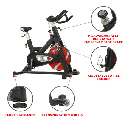 Sunny Health & Fitness Evolution Pro II Magnetic Belt Drive Indoor Cycling Bike