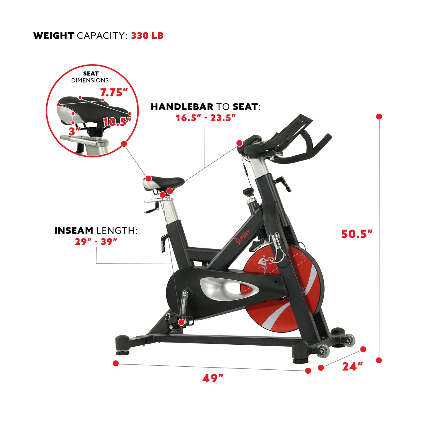 Sunny Health & Fitness Evolution Pro II Magnetic Belt Drive Indoor Cycling Bike