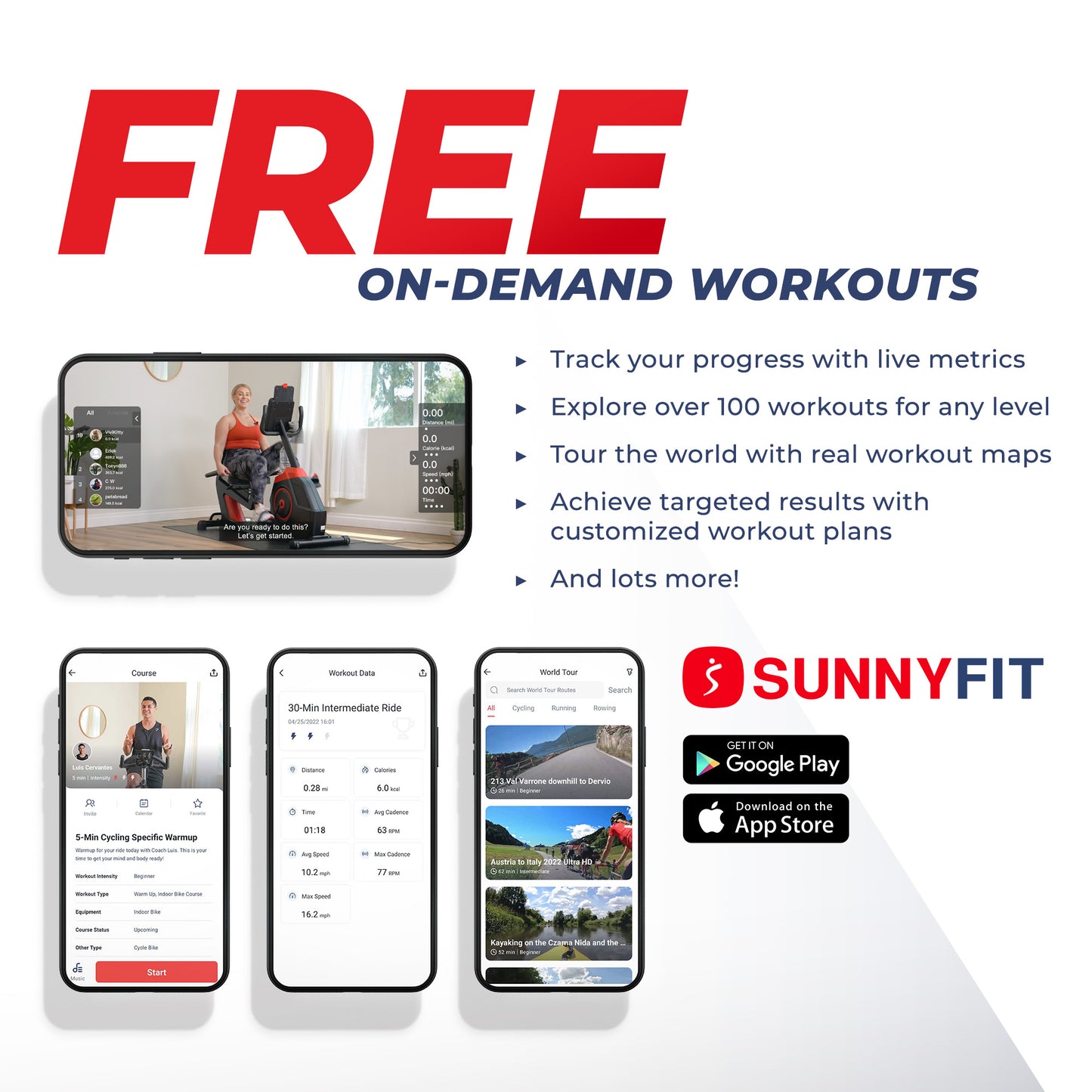 Sunny Health & Fitness Premium Indoor Cycling Smart Stationary Bike with Exclusive SunnyFit® App Enhanced Bluetooth Connectivity