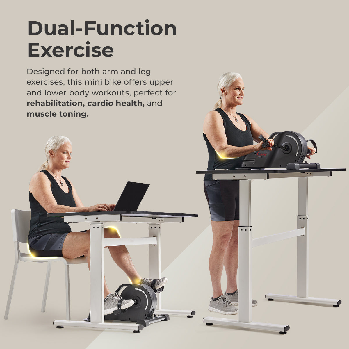 Sunny Health & Fitness Smart Under Desk Magnetic Cycle