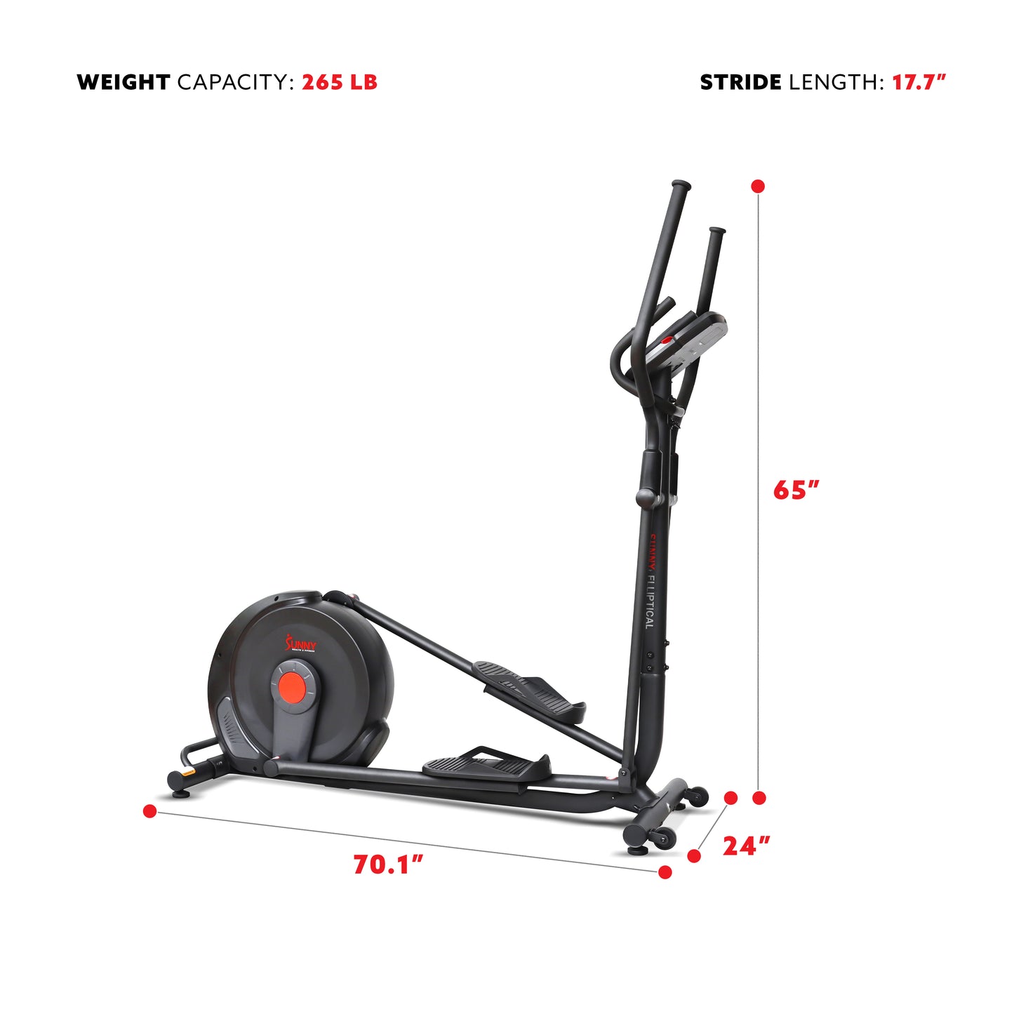 Sunny Health & Fitness Power Stride Advanced Elliptical Machine