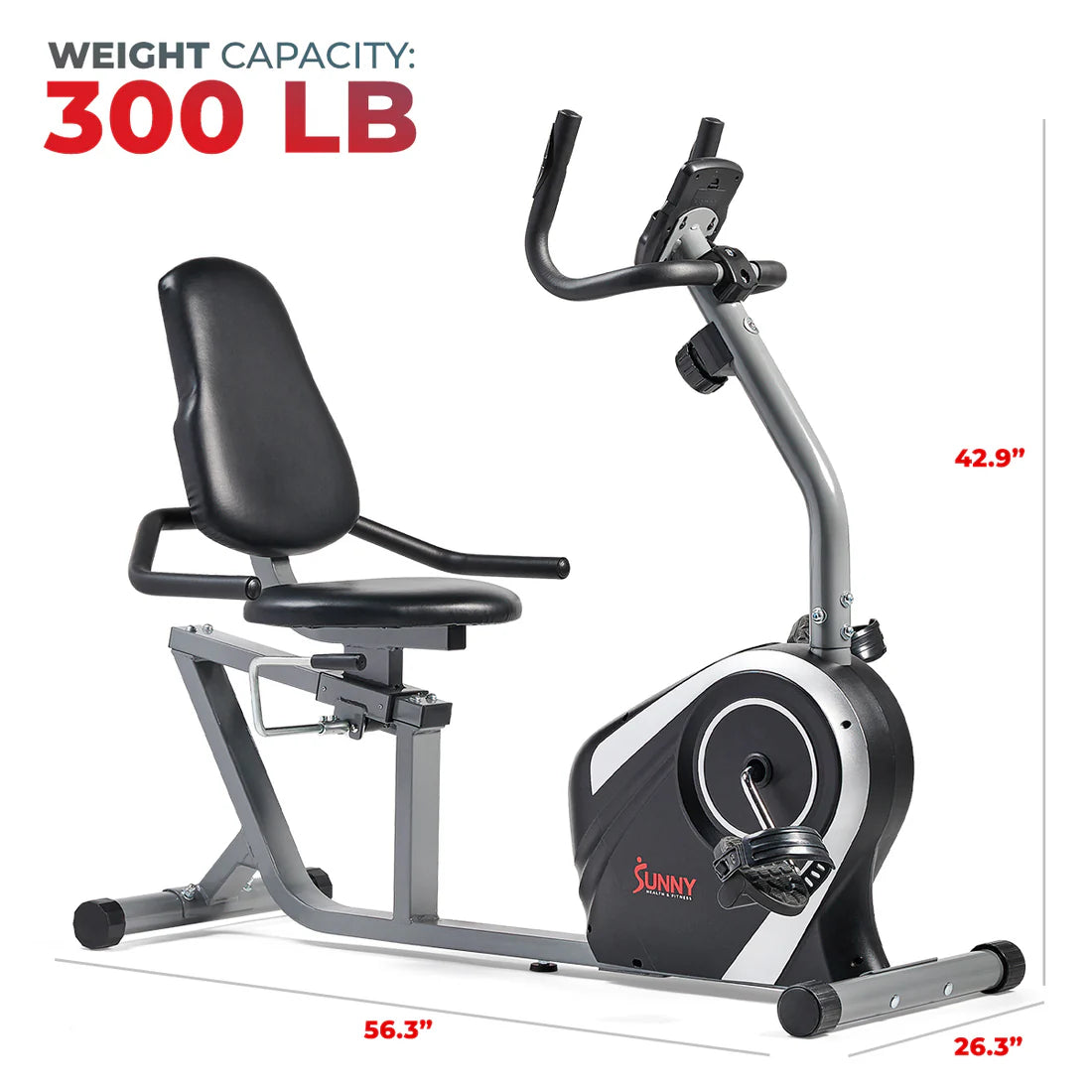 Sunny Health & Fitness Easy Adjustable Seat Recumbent Bike