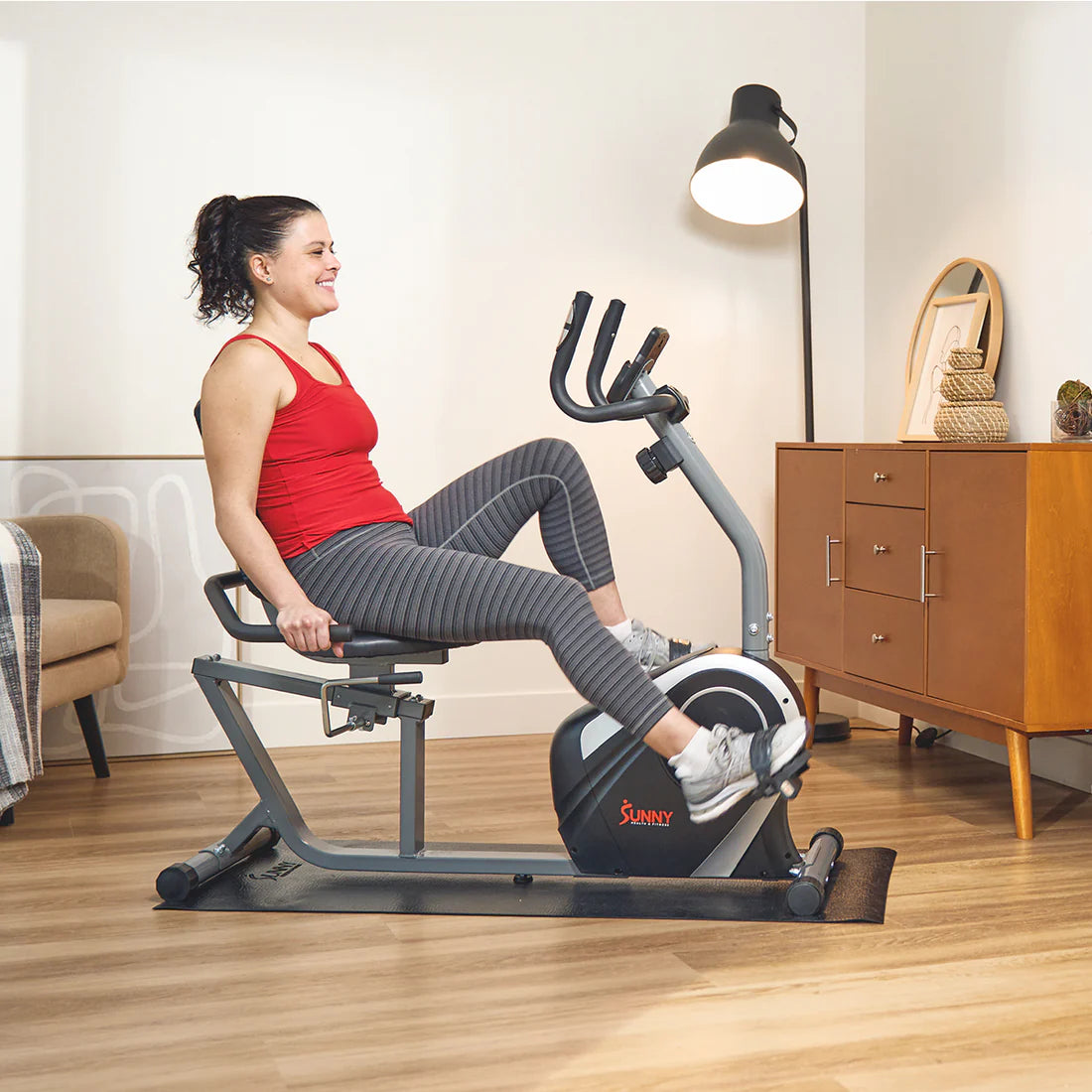 Sunny Health & Fitness Easy Adjustable Seat Recumbent Bike