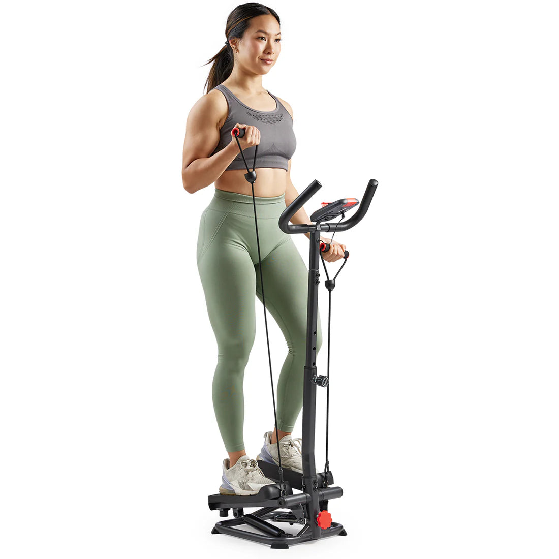 Sunny Health & Fitness Premier Smart Stair Stepper with Handlebars and Resistance Bands