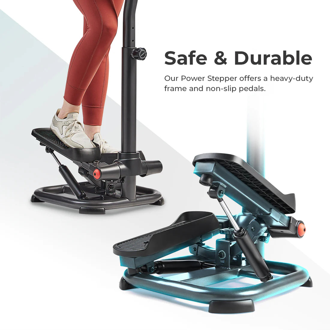 Sunny Health & Fitness Power Stepper with Resistance Bands and Handlebar