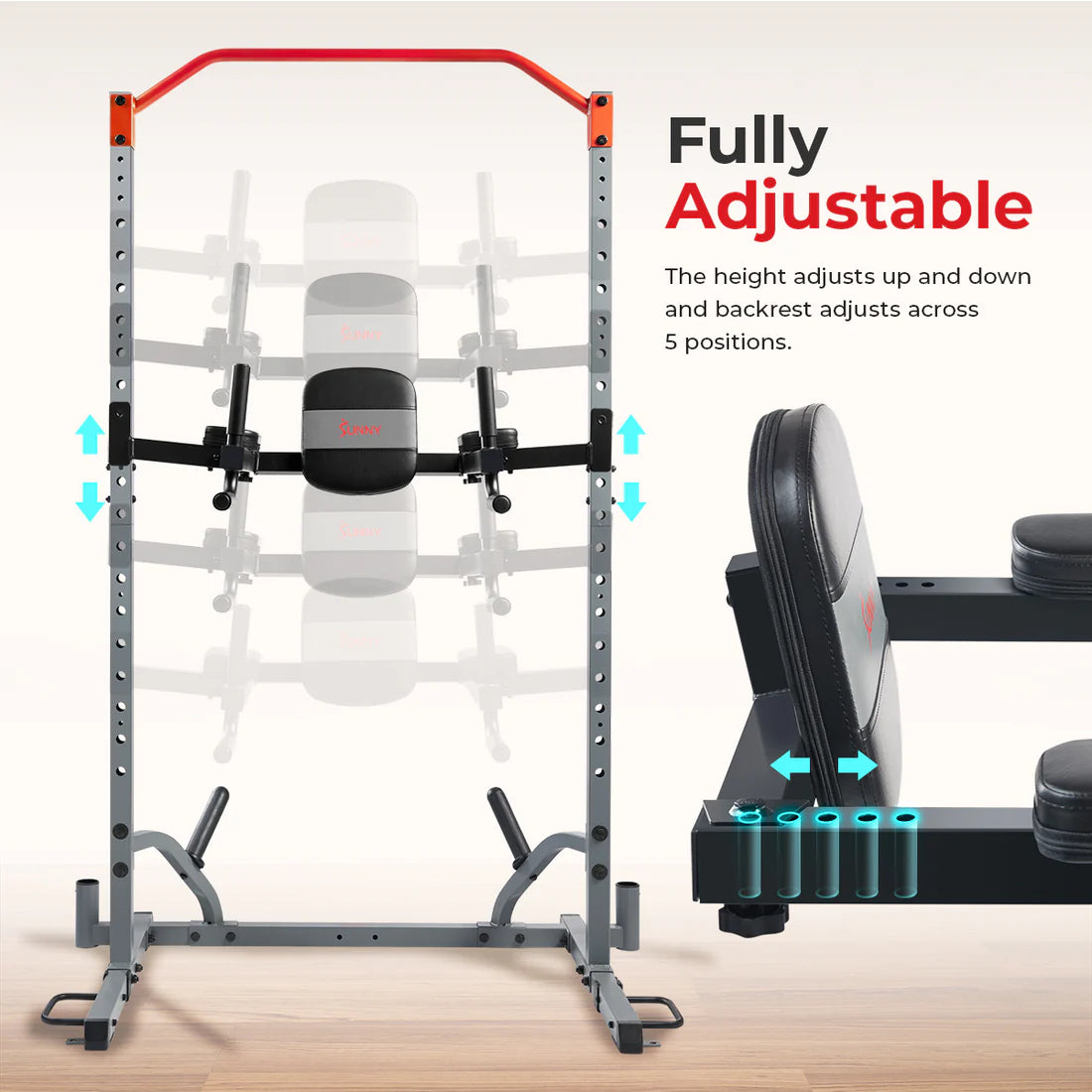 Sunny Health & Fitness Adjustable Multi-Function Dip Station & Core Workout Attachment