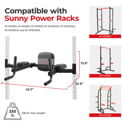 Sunny Health & Fitness Adjustable Multi-Function Dip Station & Core Workout Attachment