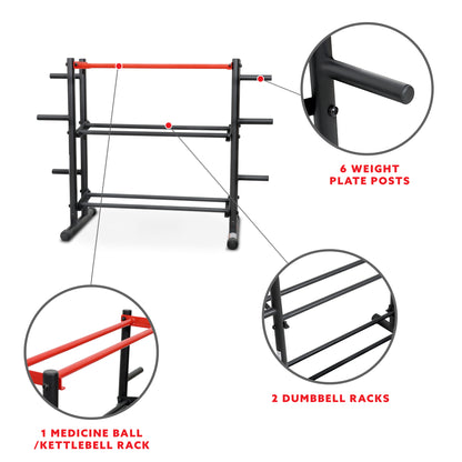 Sunny Health & Fitness Multi-Weight Storage Rack Stand