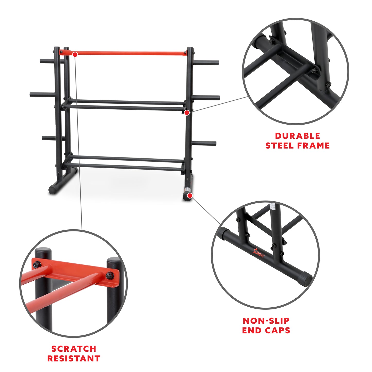 Sunny Health & Fitness Multi-Weight Storage Rack Stand