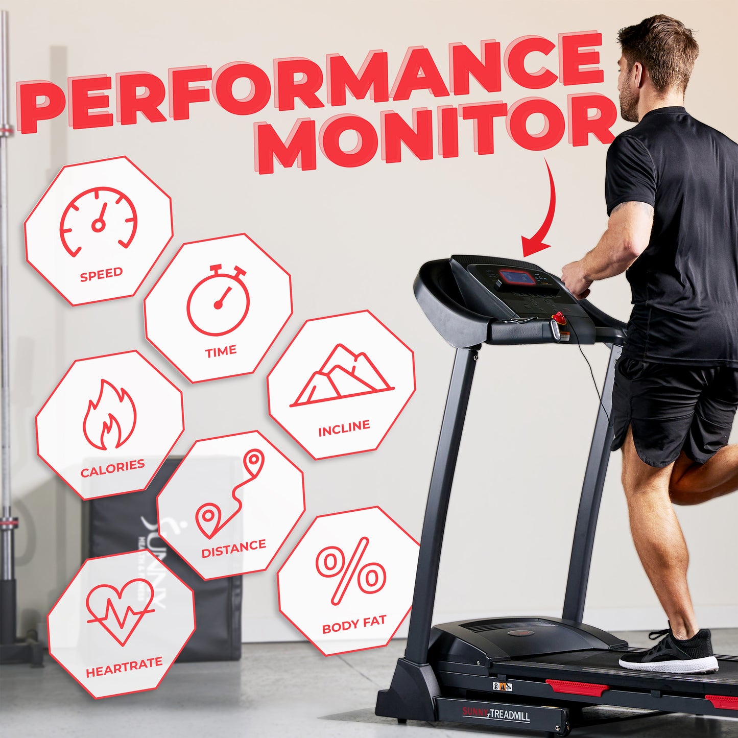 Sunny Health & Fitness Premium Folding Auto-Incline Smart Treadmill with Exclusive SunnyFit® App Enhanced Bluetooth Connectivity