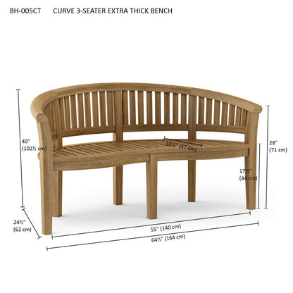 Anderson Teak Curve 3-Seater Extra Thick Bench [BH-005CT]