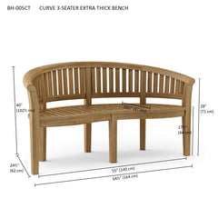 Anderson Teak Curve 3-Seater Extra Thick Bench [BH-005CT]