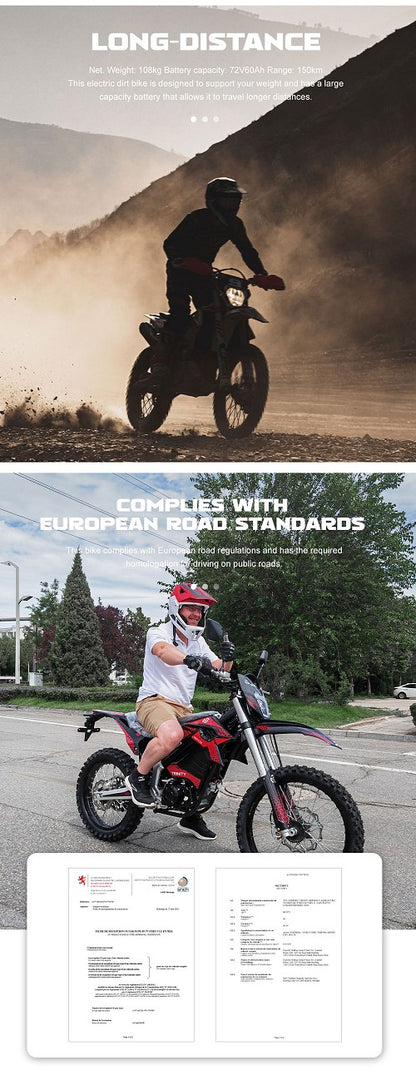 MotoTec Venom 72 V 12,000 W Electric Dirt Bike – Black