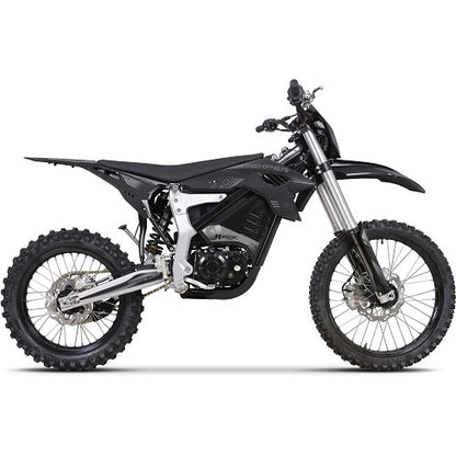MotoTec Venom 72V 12000W electric dirt bike black side profile – 77 mph top speed off-road