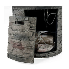 32" Transitional Outdoor Concrete Round Propane Fire Pit Table, Gray (SAK48268)