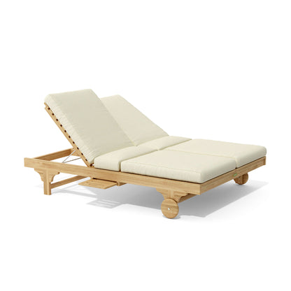 Anderson Teak BEL-AIR Double Sun Lounger – Solid Teak, Dual Position Seating, Slide-Out Trays