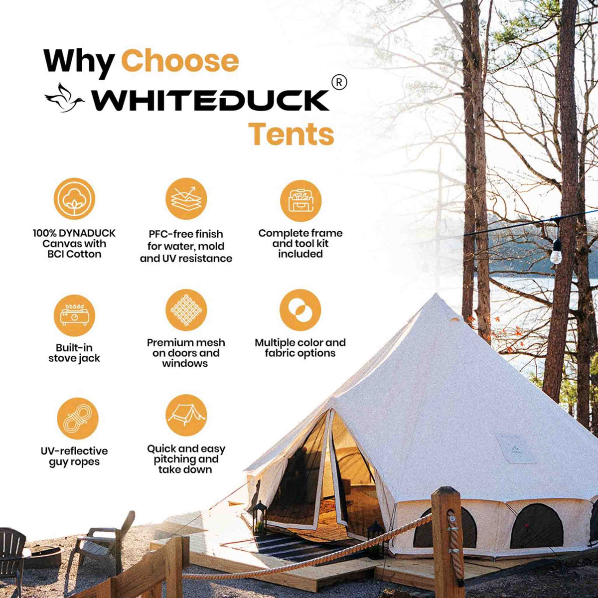 WhiteDuck Outdoors 13' Avalon Bell Tent | Luxury 4-Season Canvas Tent
