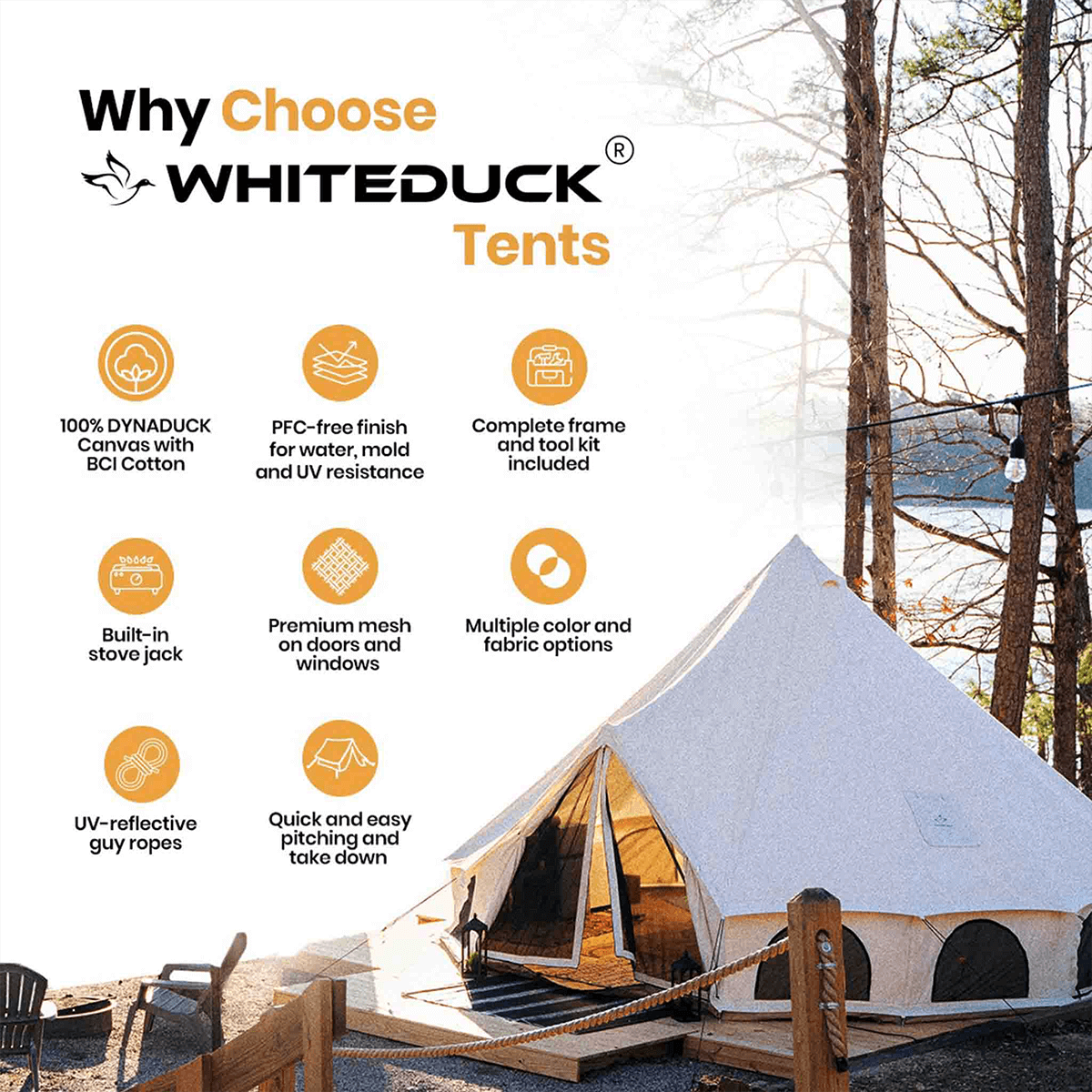 White Duck Outdoors Avalon Bell Tent – 20' (Premium 4-Season Bell Tent)