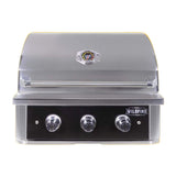 Stainless steel grill with 'Wildfire' branding on an orange background
