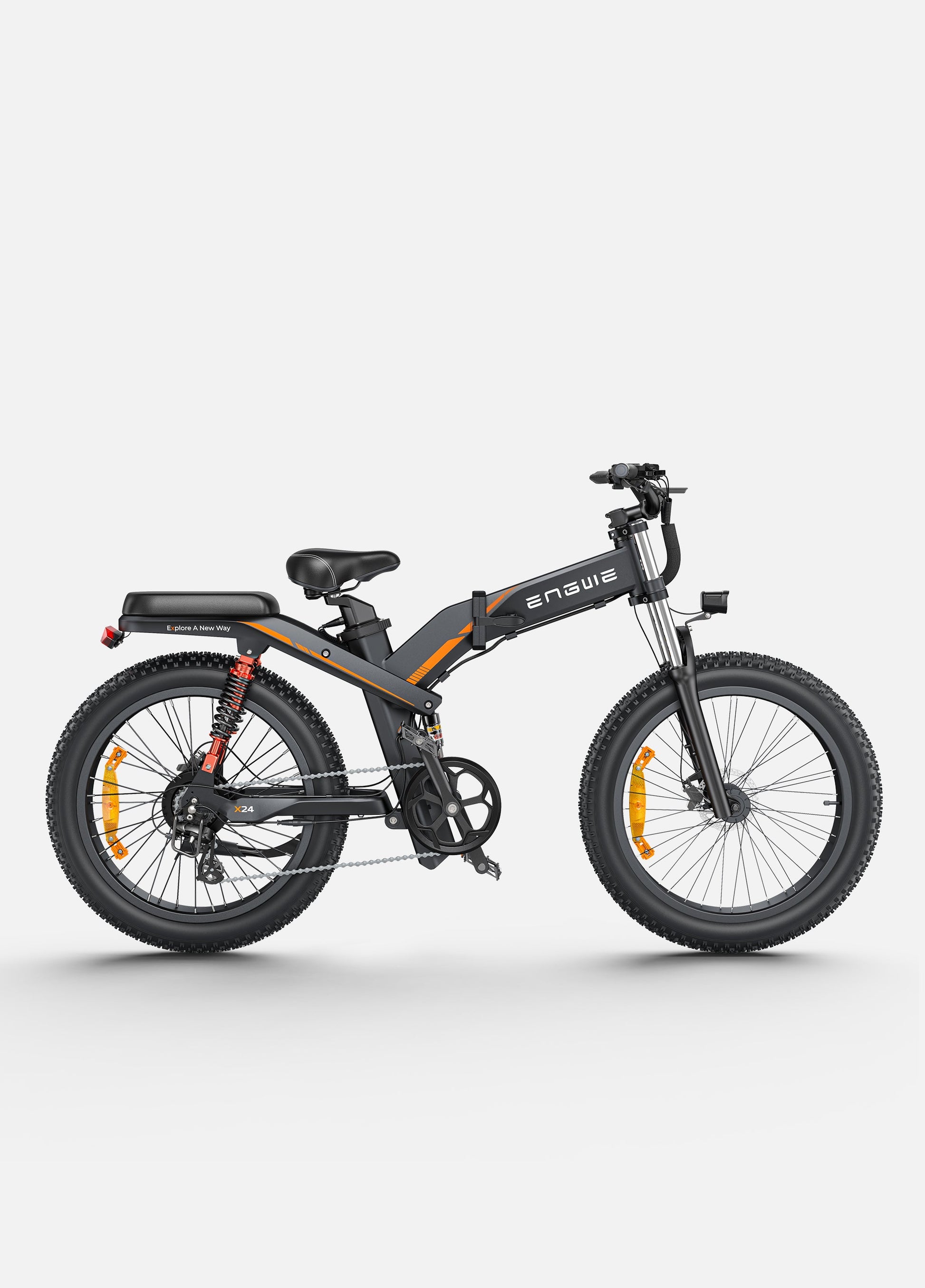 Engwe X24 foldable electric bike in Gray on a trail