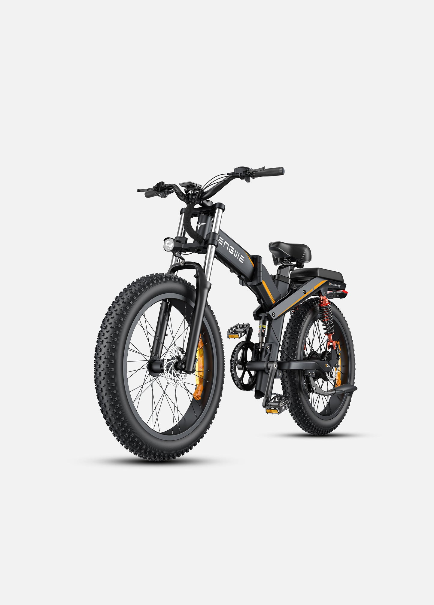 Folded Engwe X24 in Black for compact storage