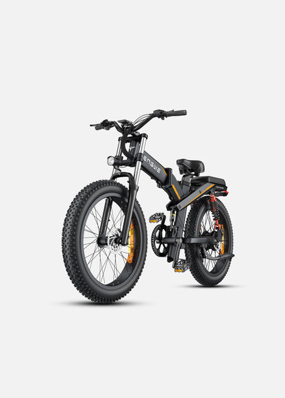 Folded Engwe X24 in Black for compact storage