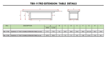 Anderson Teak Valencia 117″ Rectangular Double Extension Table [TBX-117RD]