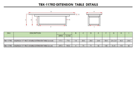 Anderson Teak Valencia 117″ Rectangular Double Extension Table [TBX-117RD]