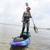 Vibe Yellowfin 120 kayak in Galaxy color on calm lake