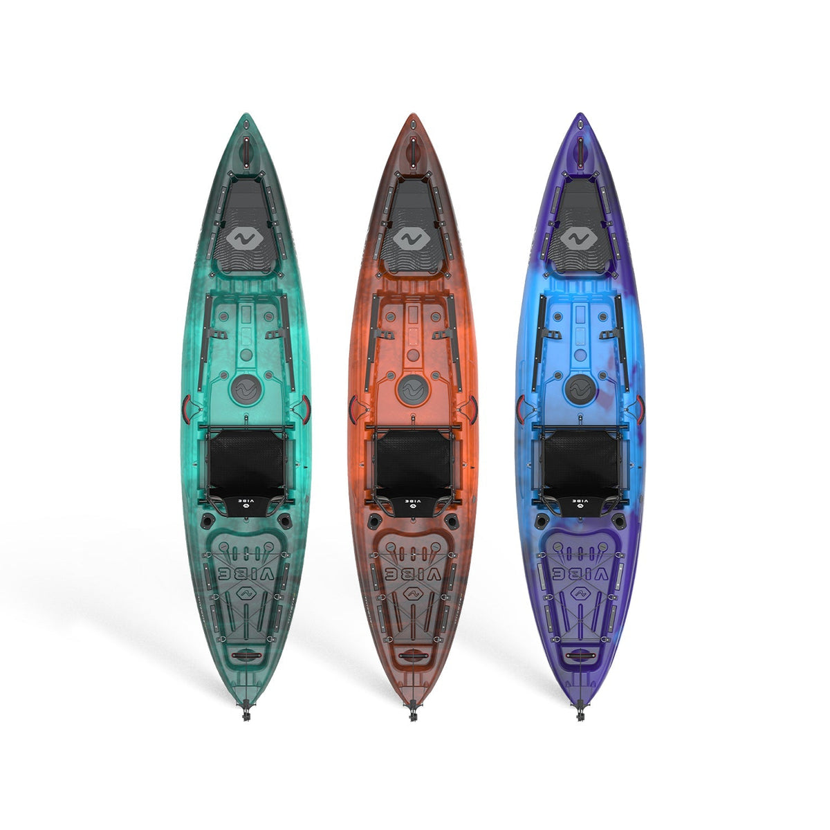 Top view of Vibe Yellowfin 120 showcasing open cockpit and storage areas