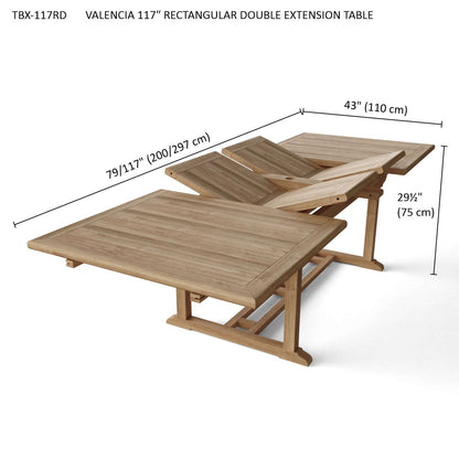 Anderson Teak Valencia 117″ Rectangular Double Extension Table [TBX-117RD]